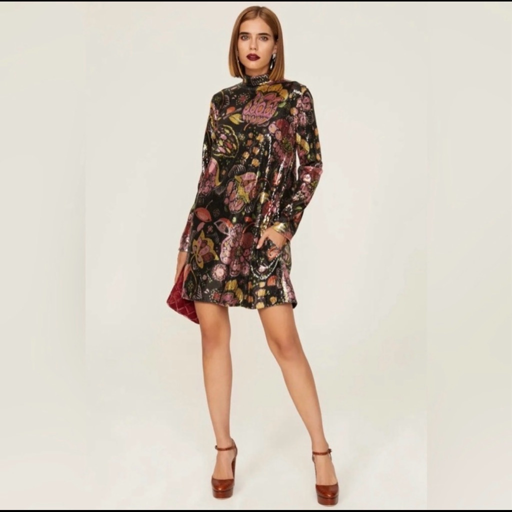 La Double J Suitcase Sequined Mini Dress Black Multi Size S